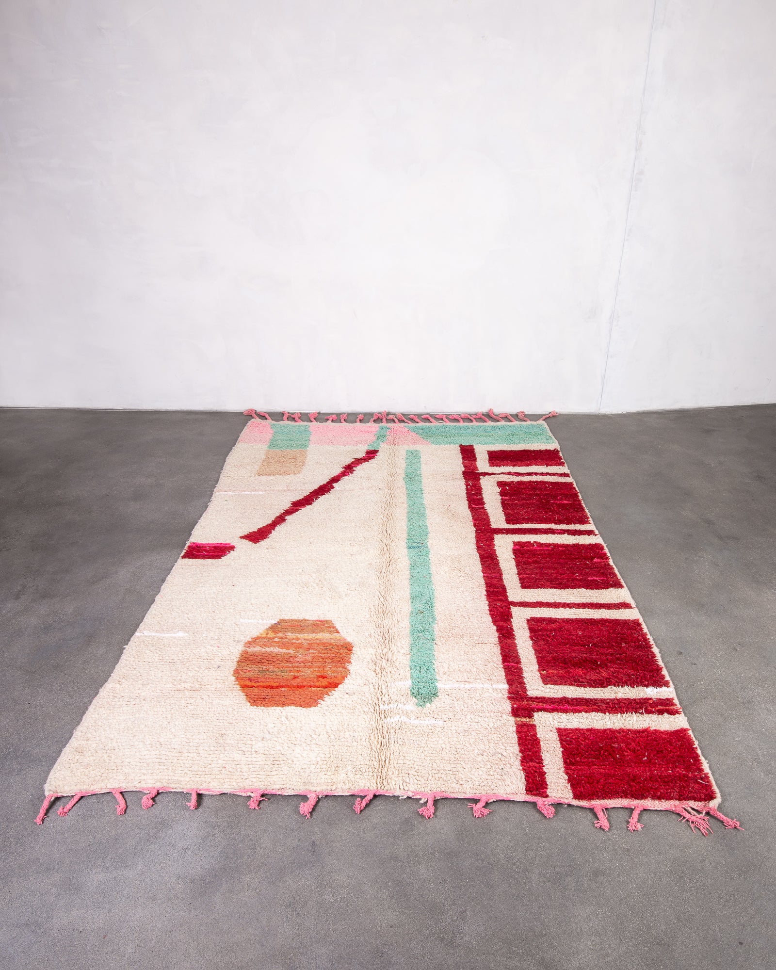 Modern designer handcrafted Berber rug from morocco Boujed with beautiful colors and patterns